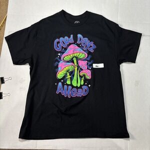 DOM Good Dayz Ahead Mushroom Graphic T-Shirt Mens XL Black